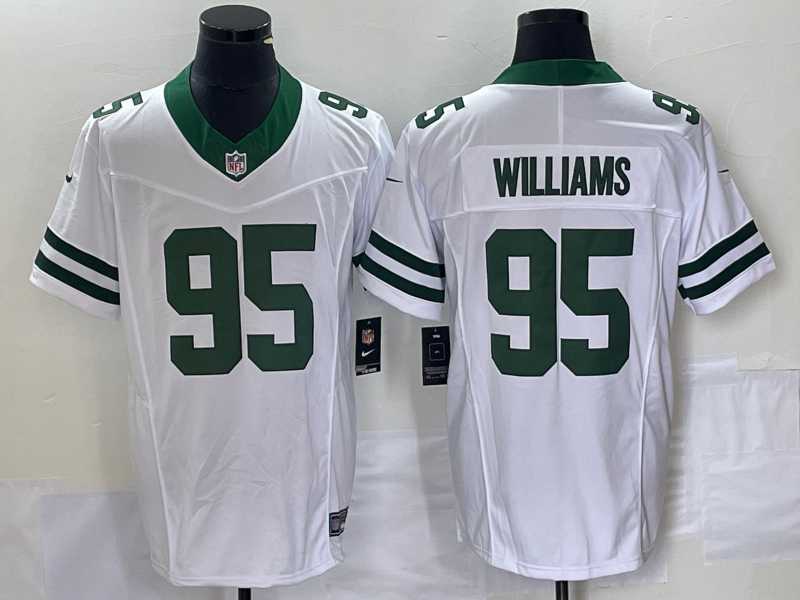 Men%27s New York Jets #95 Quinnen Williams White 2023 FUSE Vapor Limited Throwback Stitched Jersey